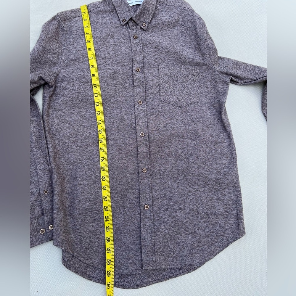 Samsøe Samsøe Textured Button Down Shirt Mens S Brown Gray Long Sleeve Casual - Picture 8 of 14